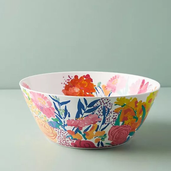 Bridgette Thornton Paint + Petals Melamine Serving floral Bowl - Picture 1 of 14